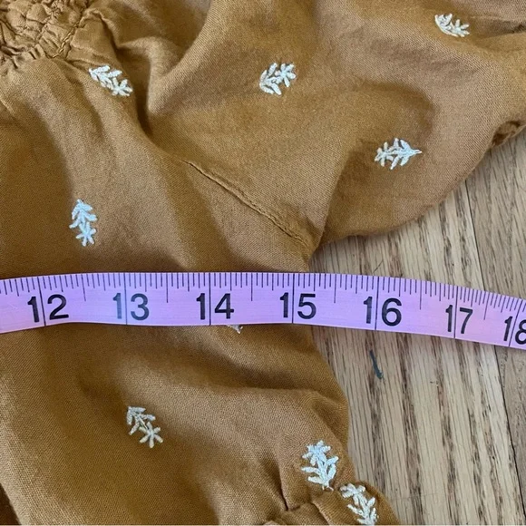 Old Navy Brown Smocked Puff Sleeve Top Sz-M - Picture 8 of 10